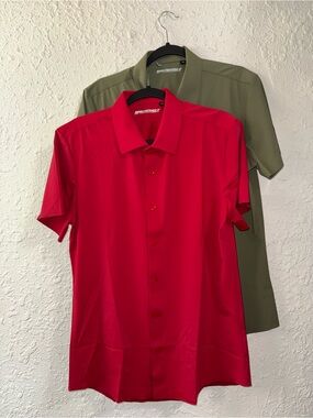 Men's Short-Sleeve Button-Up Shirt - Red